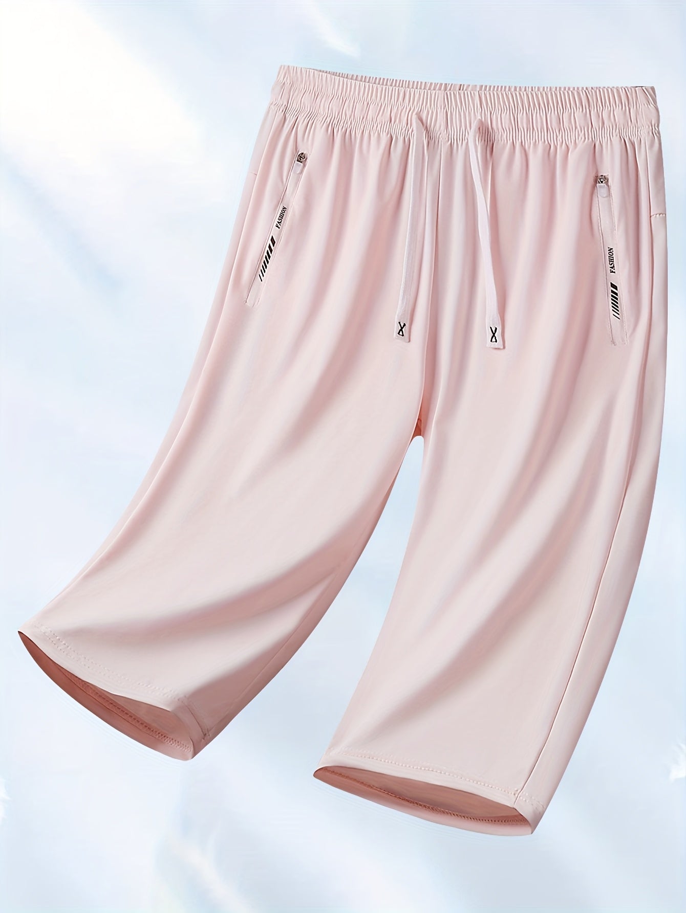 1pc Women's Summer Casual Sports Shorts, Ice Fiber Fabric Stretch Capri Pants, Elastic Waist Breathable Mid-Length Pants