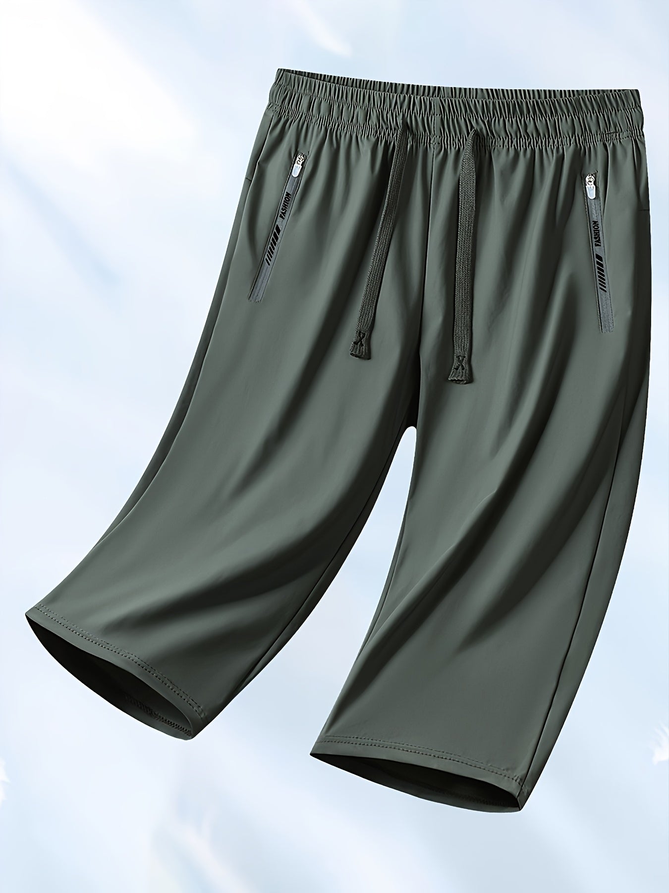 1pc Women's Summer Casual Sports Shorts, Ice Fiber Fabric Stretch Capri Pants, Elastic Waist Breathable Mid-Length Pants