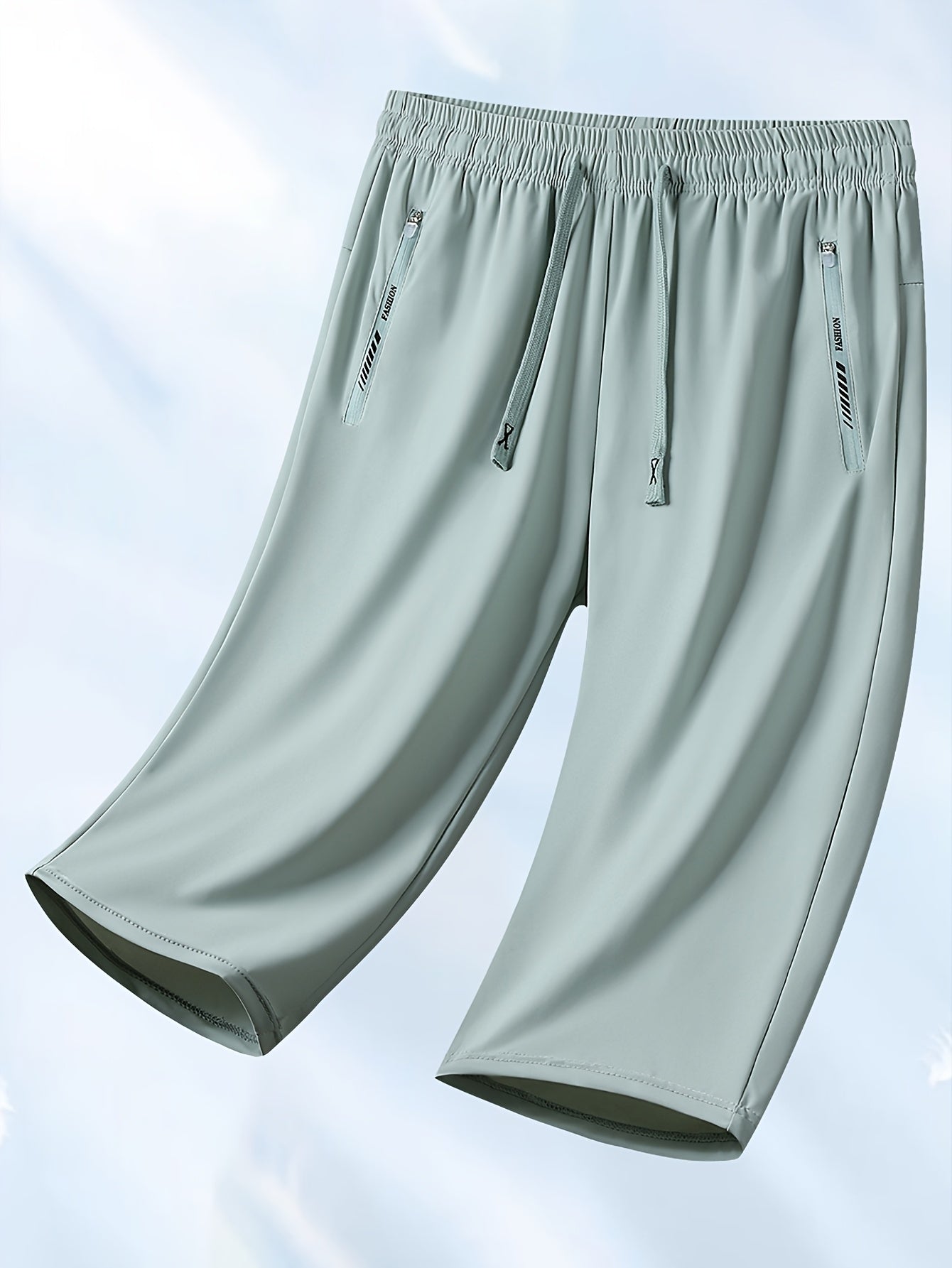 1pc Women's Summer Casual Sports Shorts, Ice Fiber Fabric Stretch Capri Pants, Elastic Waist Breathable Mid-Length Pants