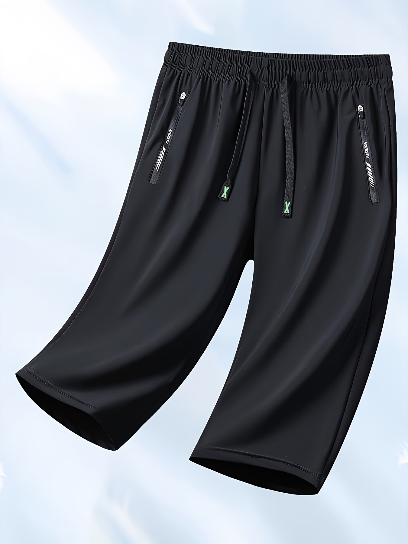 1pc Women's Summer Casual Sports Shorts, Ice Fiber Fabric Stretch Capri Pants, Elastic Waist Breathable Mid-Length Pants