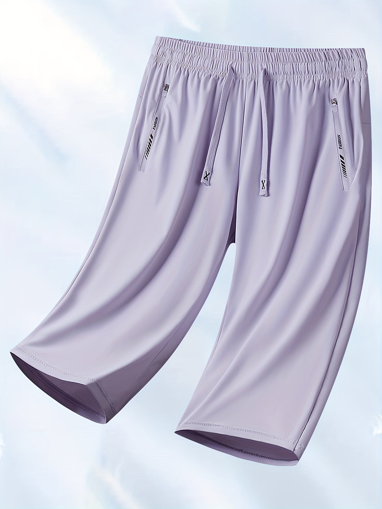 1pc Women's Summer Casual Sports Shorts, Ice Fiber Fabric Stretch Capri Pants, Elastic Waist Breathable Mid-Length Pants