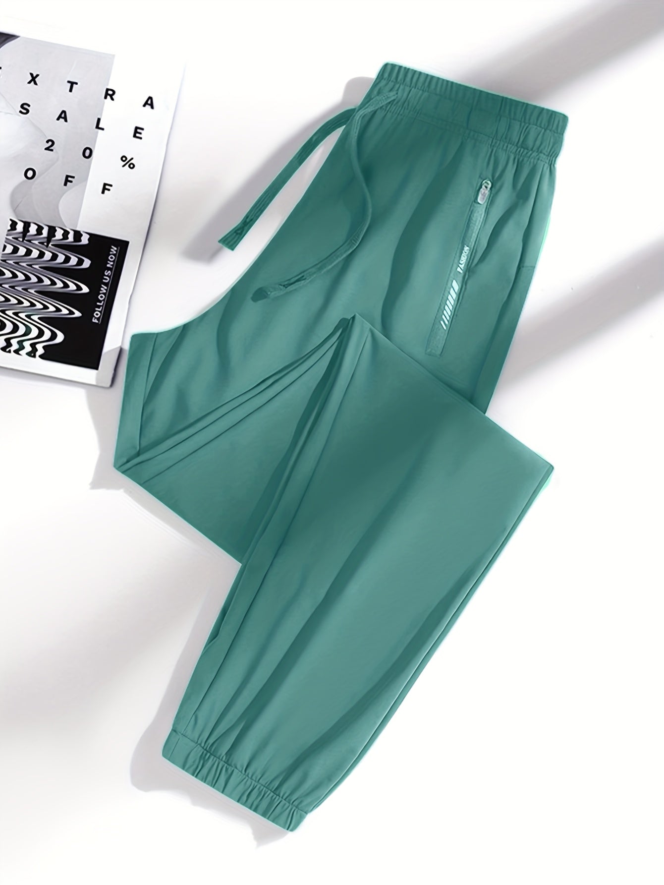 1pc Summer Women'S Athletic Pants Casual Ice Sports Pants Fashion Elastic Waist Zip Pocket Lounge Pants