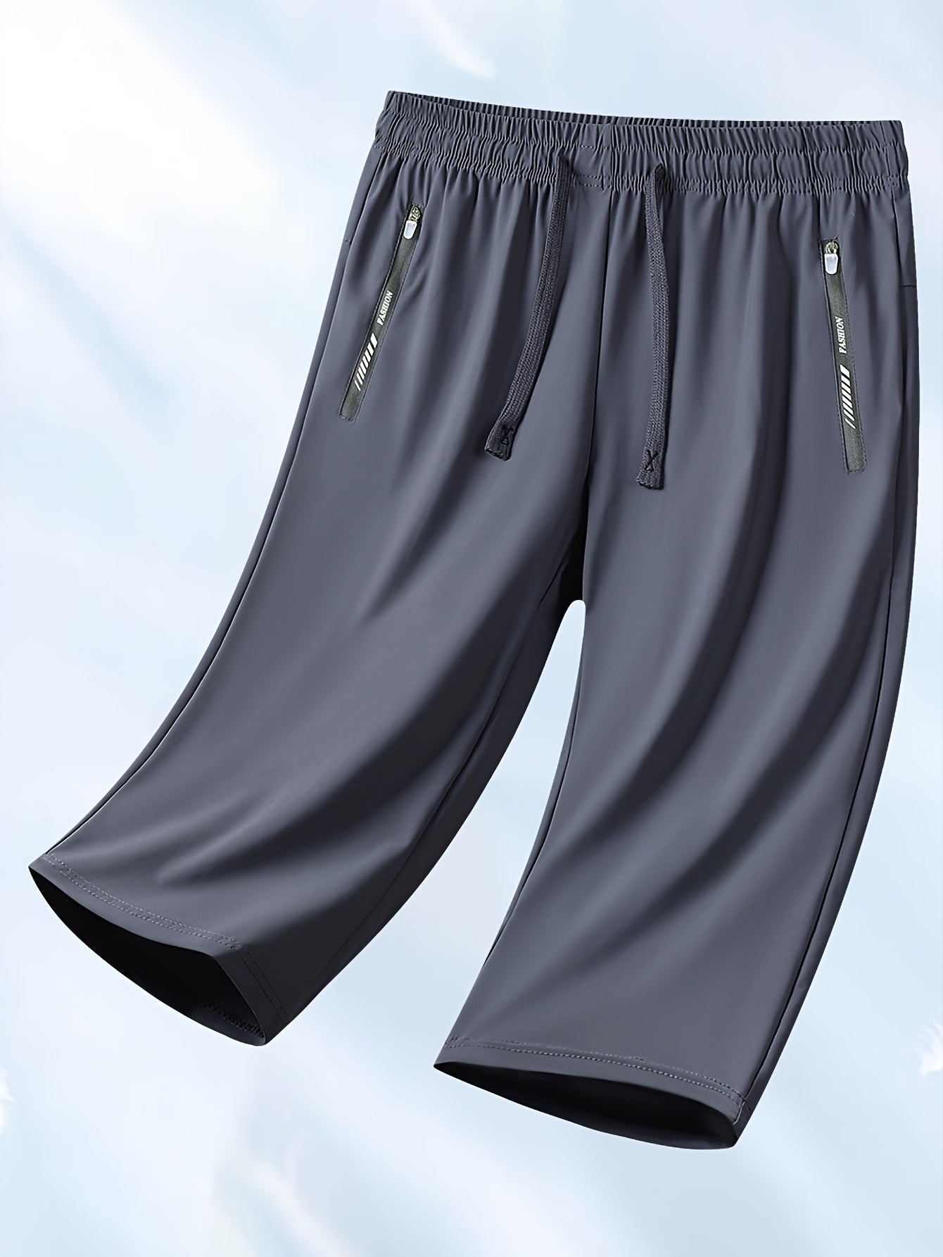 1pc Women's Summer Casual Sports Shorts, Ice Fiber Fabric Stretch Capri Pants, Elastic Waist Breathable Mid-Length Pants