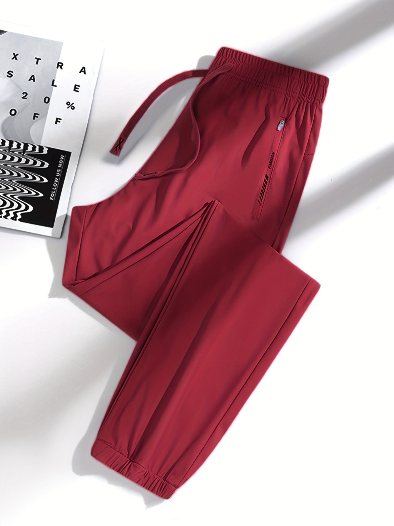 1pc Summer Women'S Athletic Pants Casual Ice Sports Pants Fashion Elastic Waist Zip Pocket Lounge Pants