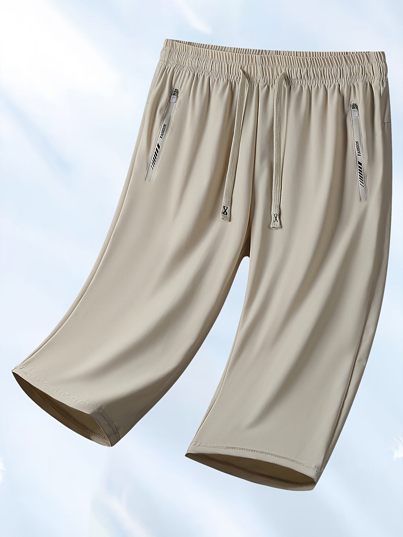 1pc Women's Summer Casual Sports Shorts, Ice Fiber Fabric Stretch Capri Pants, Elastic Waist Breathable Mid-Length Pants