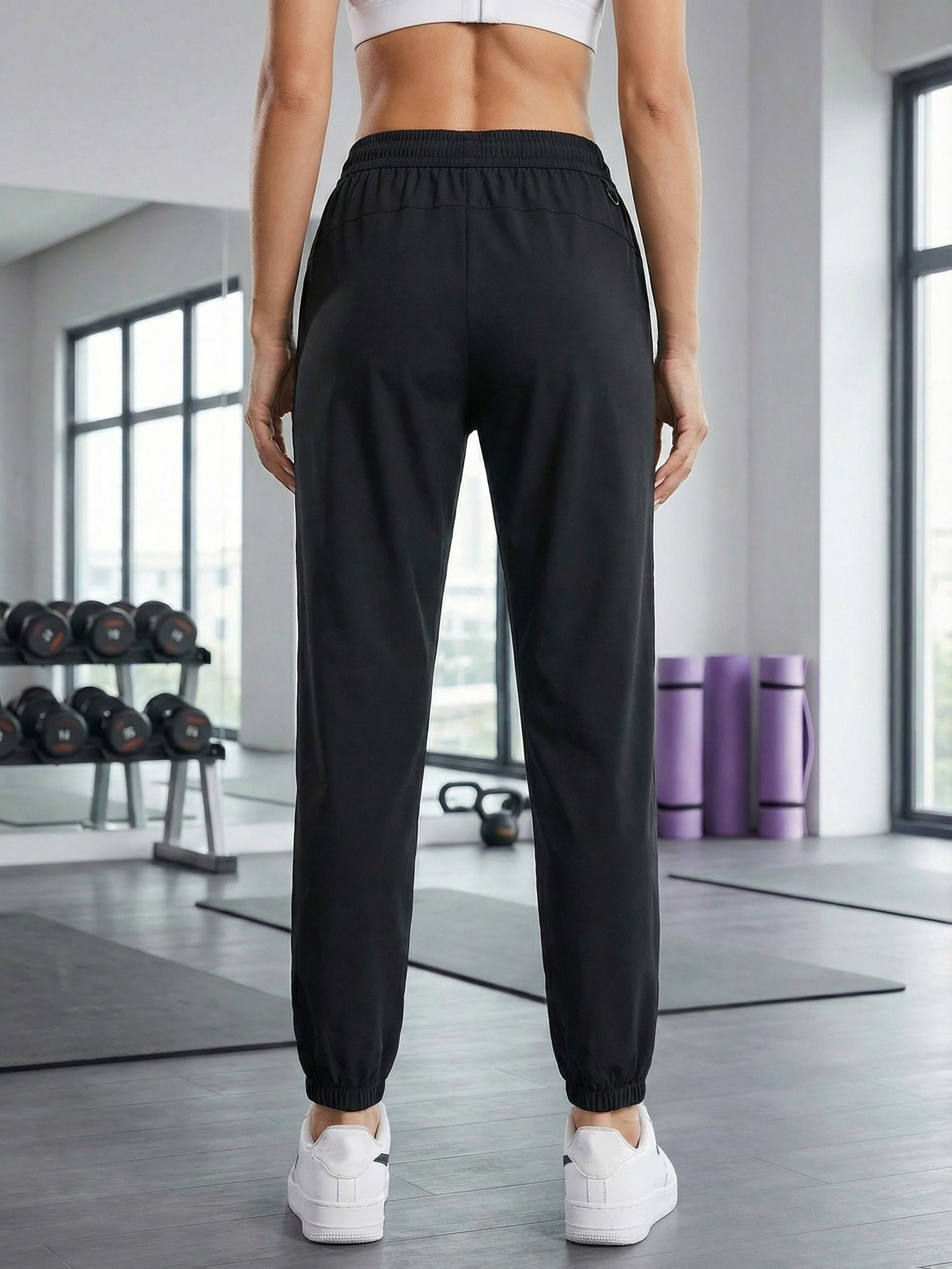 1pc Women's Spring/Summer Sports Trousers Lce Sliky Fiber Fabric Drawstring Casual Elastic Waist Pants Women's High-Waisted Athletic Gym Shorts