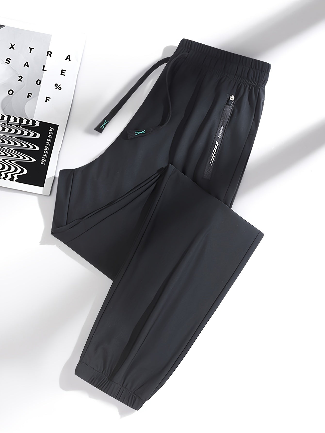 1pc Summer Women'S Athletic Pants Casual Ice Sports Pants Fashion Elastic Waist Zip Pocket Lounge Pants